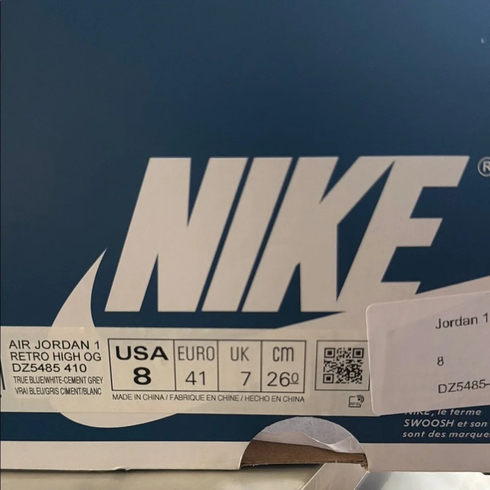 Jordan Retro High 1 OG True Blue Size 8, Blue & Gray